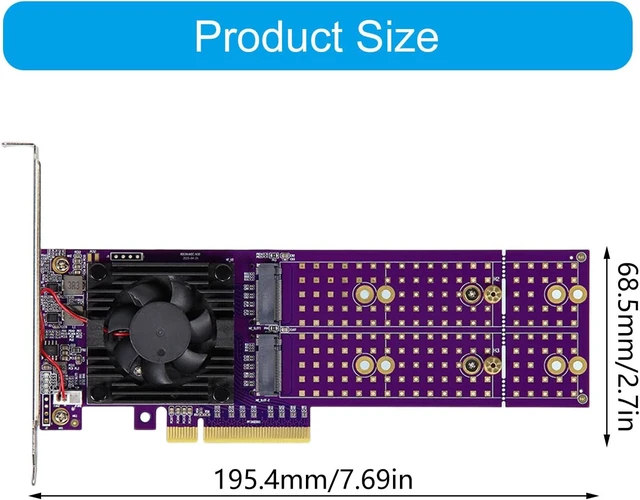 Alt view image 3 of 7 - ASM2824 2 Bay Expansion Card with Cooling Fan for MS Desktop