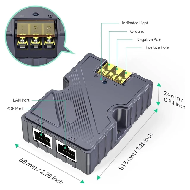 Alt view image 6 of 7 - Schimer High Efficiency GigE PoE Injector 150W with DC Converter
