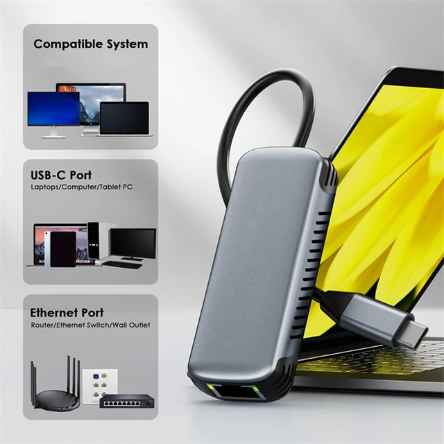 Alt view image 4 of 7 - 5Gbps Ethernet Adapter Type C Fast Ethernet Adapter for Desktop
