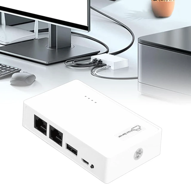 Alt view image 3 of 7 - Eujgoov Print Server with USB Port for Wireless WiFi Printer Sharing