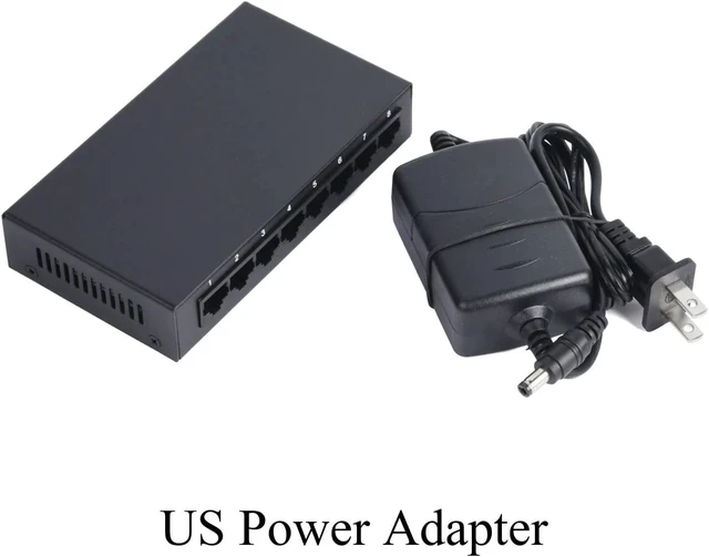 Alt view image 3 of 6 - 8 Port 100Mbps Fast Ethernet Switch, Metal Network Hub for Home Office