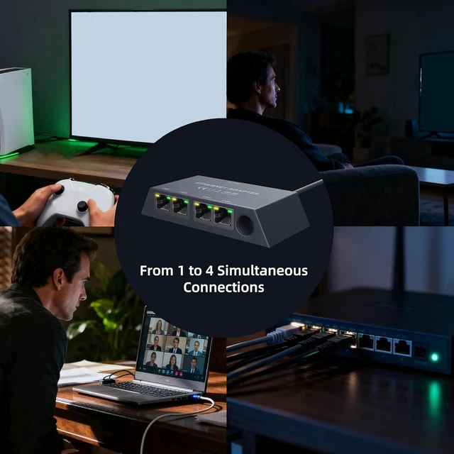 Alt view image 4 of 7 - FTVOGUE Satellite RJ45 Ethernet Adapter 4 Port Gigabit LAN Hub for Gen 3 and Mini with Custom Fit Design Plug and Play Stable 1Gbps Connection