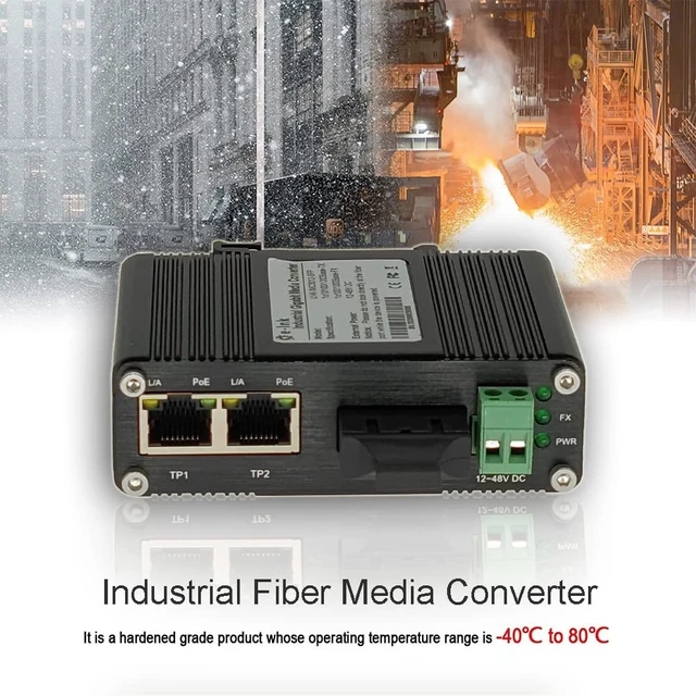 Alt view image 6 of 7 - 2CH Gigabit RJ45-2CH SC 20km Mini Industrial PoE Fiber Media Converter
