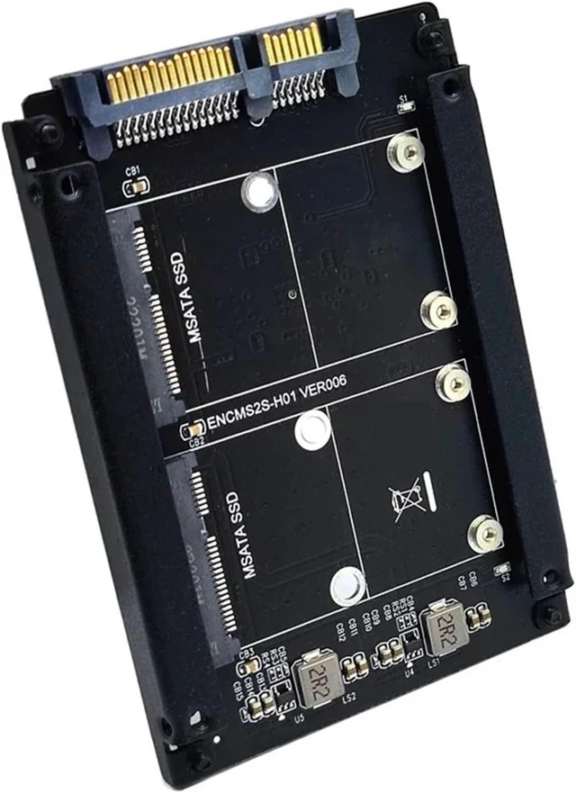 Alt view image 2 of 3 - Dual mSATA to Adapter mSATA SSD to 2.5'' 3 Riser Card