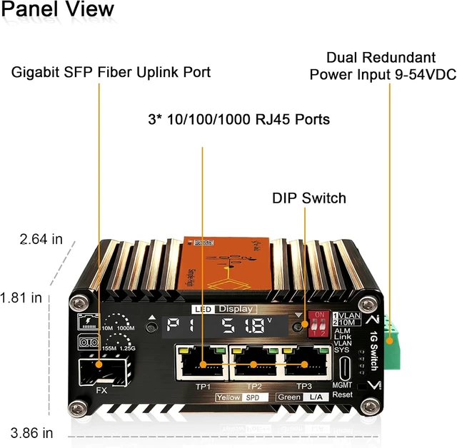 Alt view image 3 of 7 - 1 SFP 3 RJ45 Switch with Mobile APP and PC Web Smart AI Switch