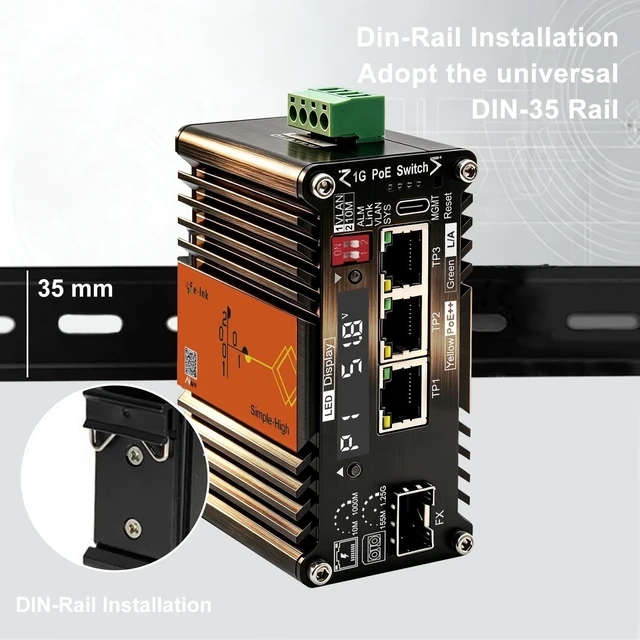 Alt view image 7 of 7 - 1 SFP 3 RJ45 90W PoE++ Switch with Mobile APP Smart AI Switch