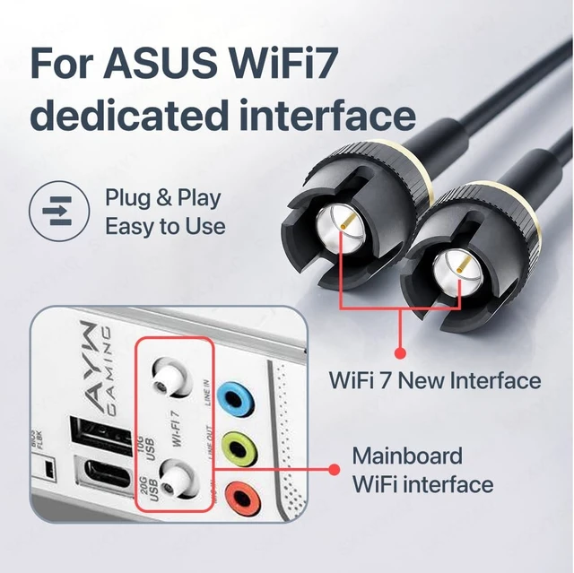 Alt view image 3 of 7 - WiFi 7 Antenna for Asus ROG/TUF/Prime/X870/Z890/B850 Wi-Fi Moving Antennas