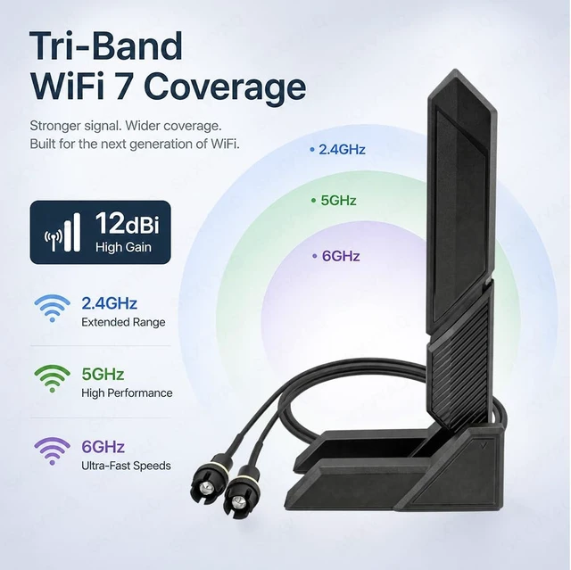 Alt view image 4 of 7 - WiFi 7 Antenna for Asus ROG/TUF/Prime/X870/Z890/B850 Wi-Fi Moving Antennas