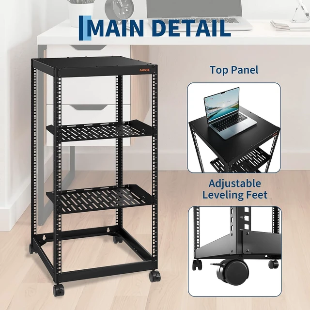 Alt view image 6 of 7 - 20U Open Frame Network Rack