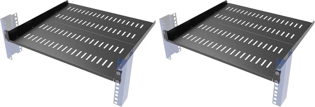 Main image of 1U Server Rack Shelf, Universal Vented Rack Mount Cantilever Tray Deep Adjustable 16-20 inches for 19 Inch Networking Equipments Rack Enclosure, Black (1U16In) (Pack of 2)