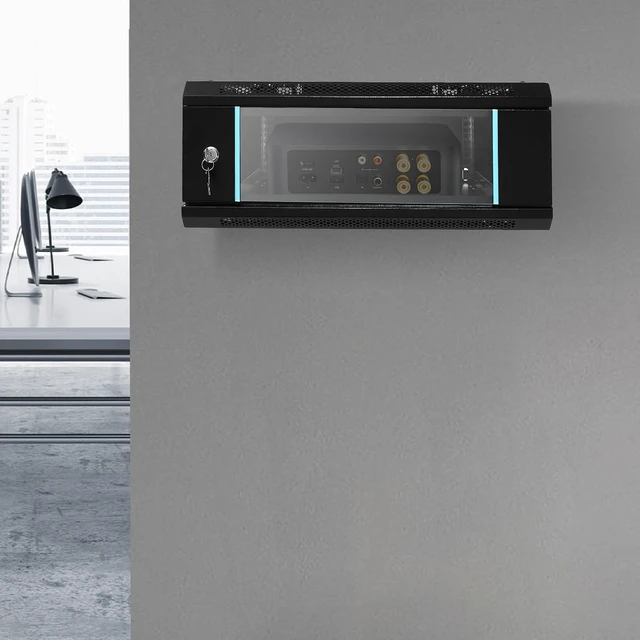 Alt view image 2 of 7 - 4U Wall Mount Network Rack Cabinet, Wall Mount Server Cabinet, 24" Deep Network Enclosure with Locking Glass Door for Computer Data Networking Electronic Equipment