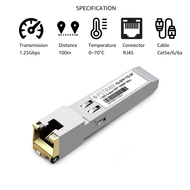 Alt view image 2 of 6 - 1000BASE-T SFP RJ45 Copper Transceiver Module Compatible with Dell Force10 GP-SFP2-1T SFP-1G-T 310-7225 407-BBOS 100m Cat5e/6 4 Pack
