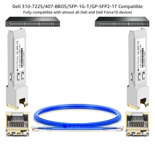 Alt view image 3 of 6 - 1000BASE-T SFP RJ45 Copper Transceiver Module Compatible with Dell Force10 GP-SFP2-1T SFP-1G-T 310-7225 407-BBOS 100m Cat5e/6 4 Pack
