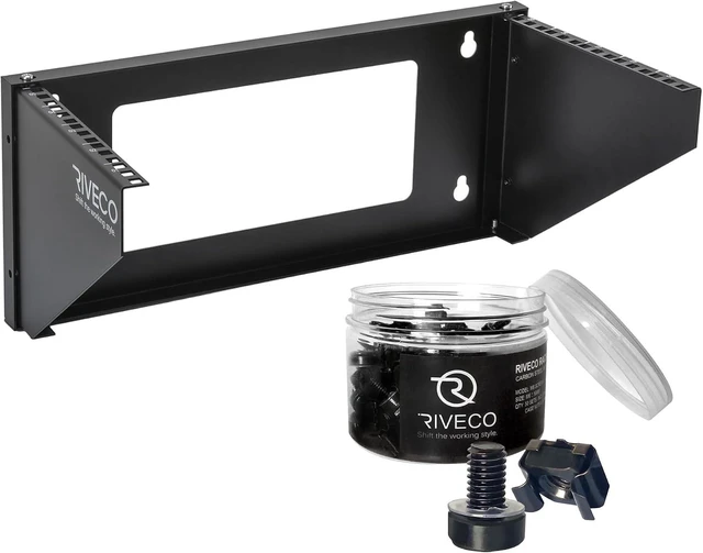Main image of RIVECO 5U Wall Mount Vertical Rack Networking Bracket Firm Constructed Narrow Space Mounting Racks for Stereo Equipment & M6 Screws 50 Sets