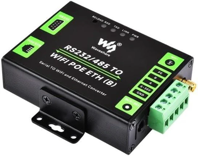 Main image of Industrial Grade Serial Server RS232/485 to WiFi and Ethernet Modbus Gateway MQTT Gateway Metal Case with RJ45 Network Port with PoE Support