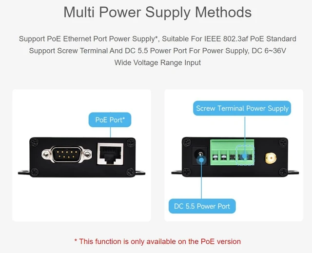 Alt view image 5 of 7 - Industrial Grade Serial Server RS232/485 to WiFi and Ethernet Modbus Gateway MQTT Gateway Metal Case with RJ45 Network Port with PoE Support