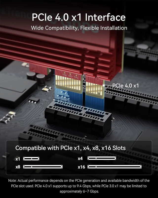 Alt view image 3 of 6 - BrosTrend 10GB PCIe Network Card for PC Desktop Gaming, Lifetime Protection