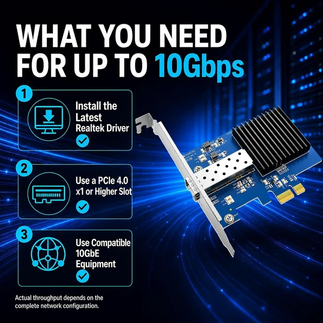 Alt view image 4 of 7 - 10GbE SFP+ PCIe Network Card, Realtek RTL8127ATF