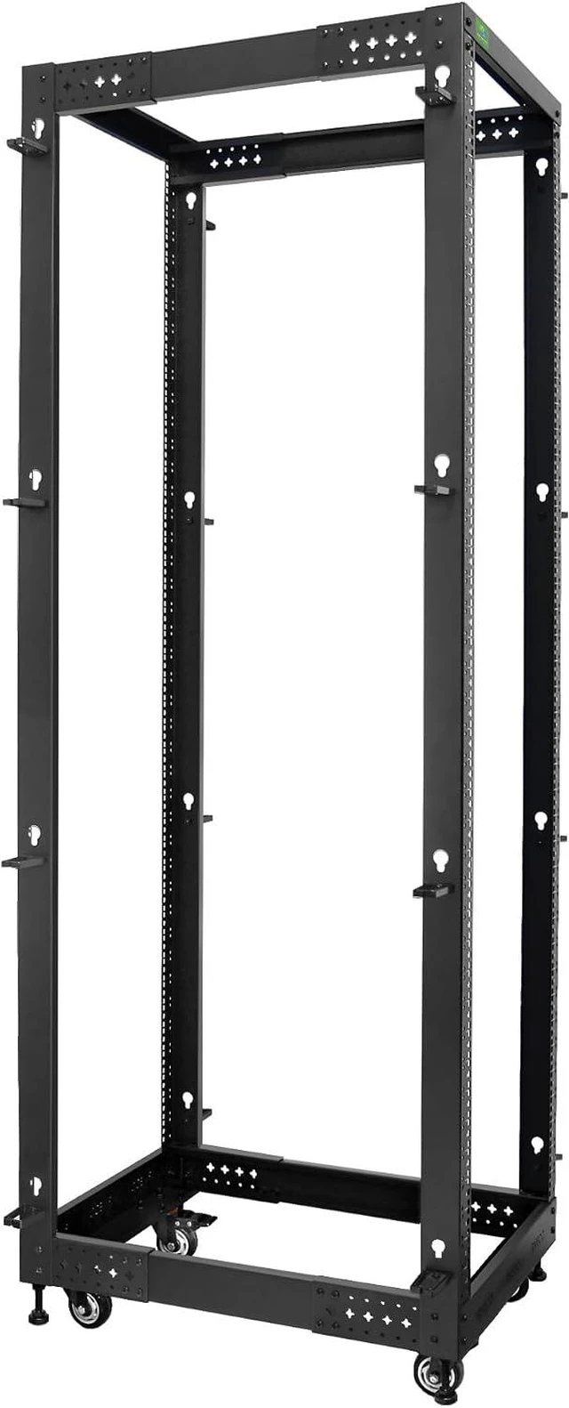 Main image of RIVECO 19 Adjustable Depth 42U Server Rack 4 Post Rack with Load-Bearing Casters Support Up to 1700LBS for Networking Equipment Black