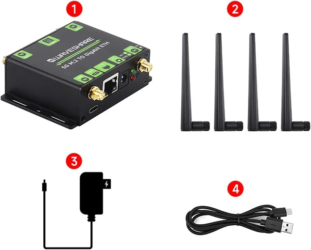 Alt view image 7 of 7 - 5G M.2 to Gigabit ETH Converter 5G M.2 to USB3.1 Aluminum Alloy Case Quad Antennas Supports 5G modules with M.2 (NGFF) Key B Interface Wall-Mount Support