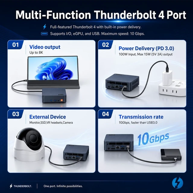 Alt view image 4 of 7 - C7 Mini PC Intel Core 100U (Beats R2544/3500U/N95), 16GB DDR4 RAM 512GB SSD