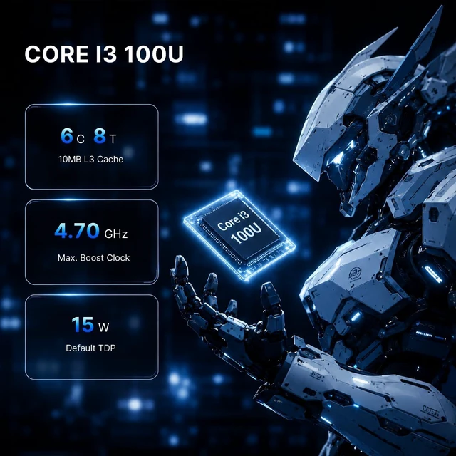 Alt view image 3 of 7 - C7 Mini PC Intel Core 100U (Beats R2544/3500U/N95), 16GB DDR4 RAM 512GB SSD