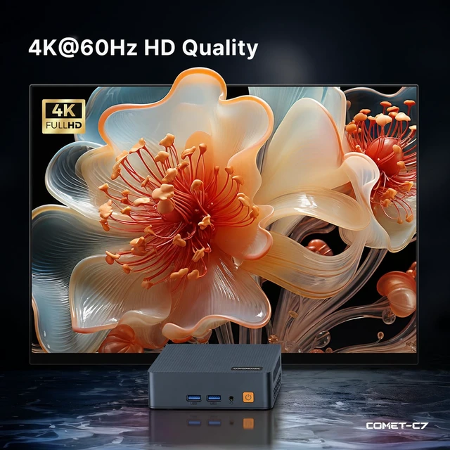 Alt view image 5 of 7 - C7 Mini PC Intel Core 100U (Beats R2544/3500U/N95), 16GB DDR4 RAM 512GB SSD