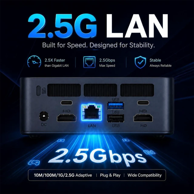 Alt view image 6 of 7 - C7 Mini PC Intel Core 100U (Beats R2544/3500U/N95), 16GB DDR4 RAM 512GB SSD