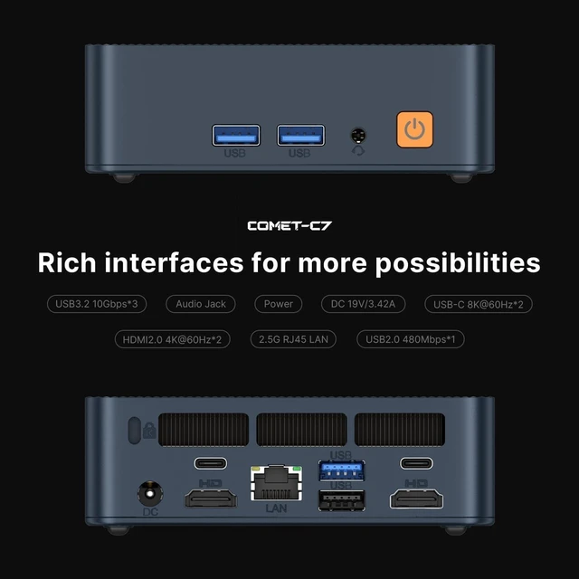 Alt view image 7 of 7 - C7 Mini PC Intel Core 100U (Beats R2544/3500U/N95), 16GB DDR4 RAM 512GB SSD