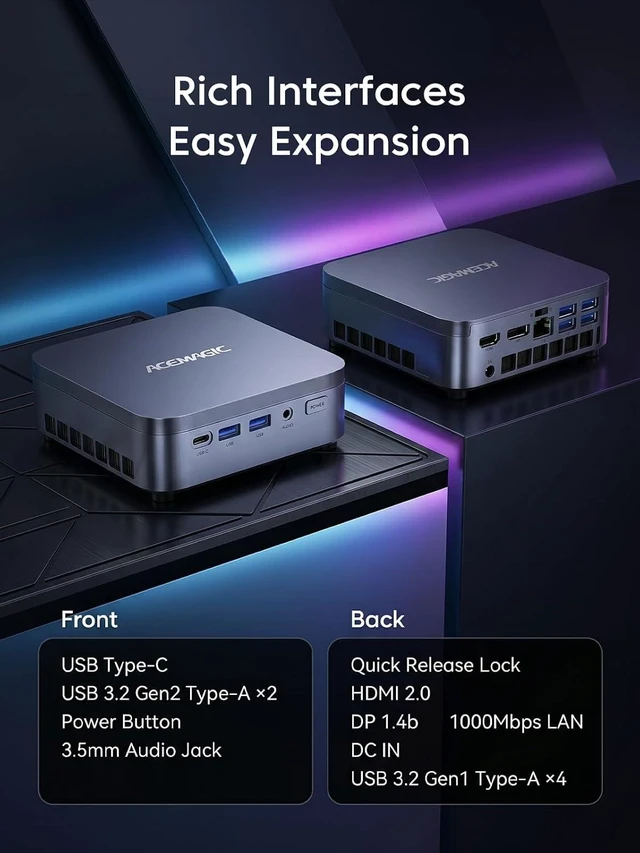 Alt view image 7 of 7 - ACEMAGIC M5 Mini PC, i7-13620H (10C/16T, up to 4.9GHz), 24GB RAM, 1TB SSD