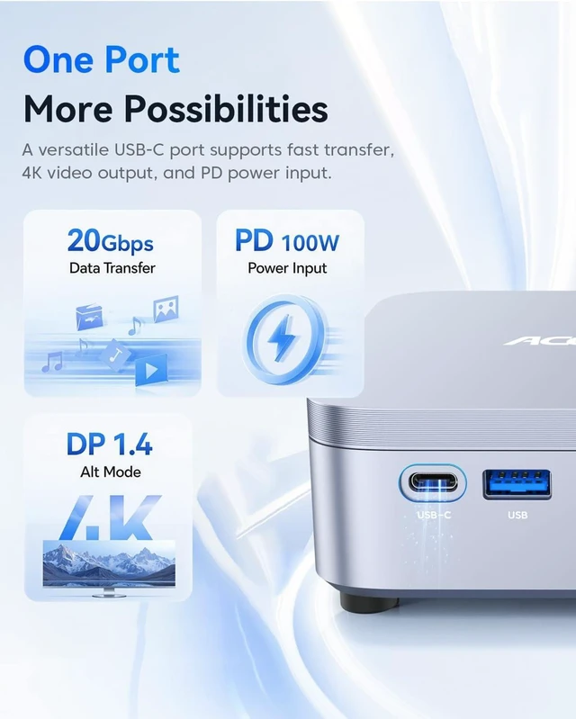 Alt view image 6 of 7 - ACEMAGIC K5 Ai Mini PC(Up to 36 Tops), Intel Core 5 320, 16GB RAM 512GB SSD