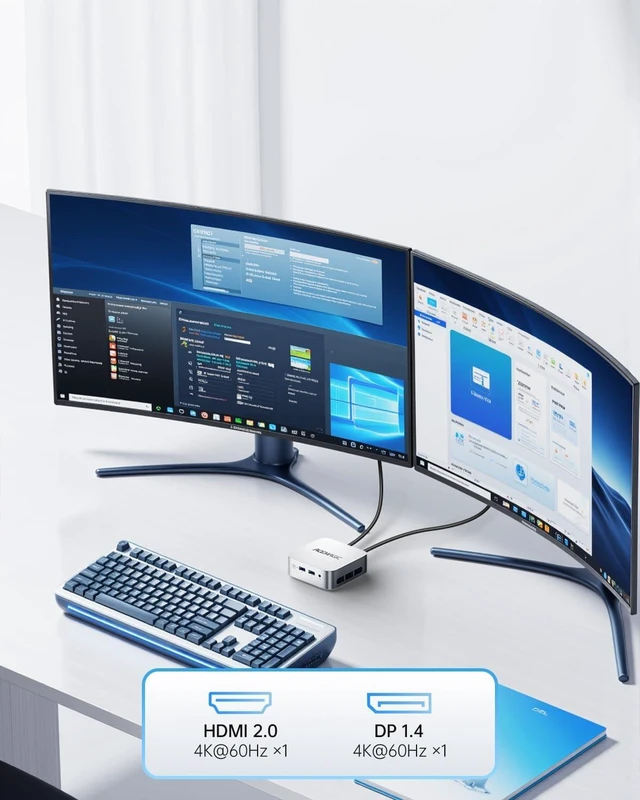 Alt view image 5 of 5 - ACEMAGIC Mini PC Ryzen 5 3500U 16GB RAM 256GB SSD Dual 4K