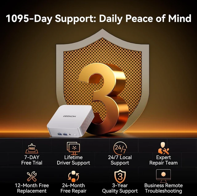 Alt view image 4 of 7 - GEEKOM A7 Mini PC ,AMD Ryzen 5 7535HS, 16GB DDR5&1TB SSD (Expandable)
