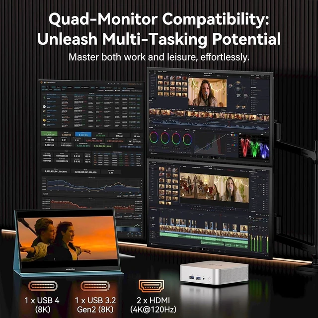 Alt view image 7 of 7 - GEEKOM A7 Mini PC ,AMD Ryzen 5 7535HS, 16GB DDR5&1TB SSD (Expandable)