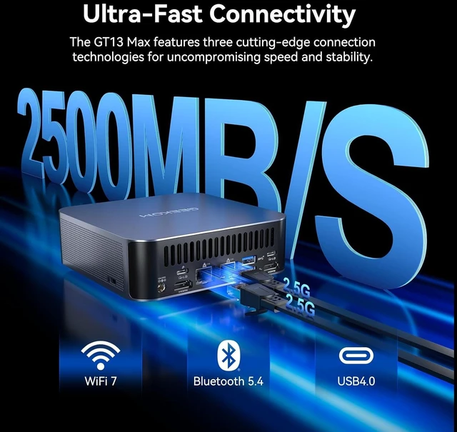 Alt view image 7 of 7 - GEEKOM GT13 MAX Professional AI Mini PC,Intel Ultra9 185H|16GB DDR5 1TB SSD