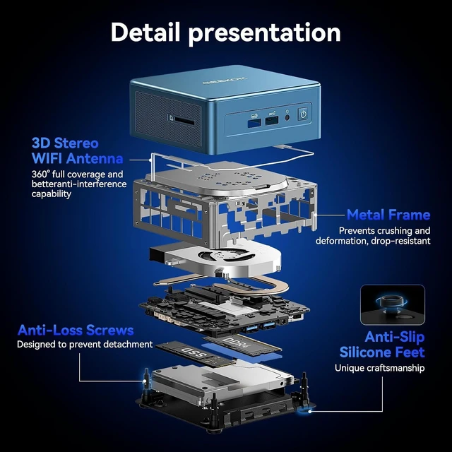 Alt view image 7 of 7 - GEEKOM IT12 Mini PC,Intel i3-12300HE(Beats i7-1185G7),8GB RAM(Up to 96GB)