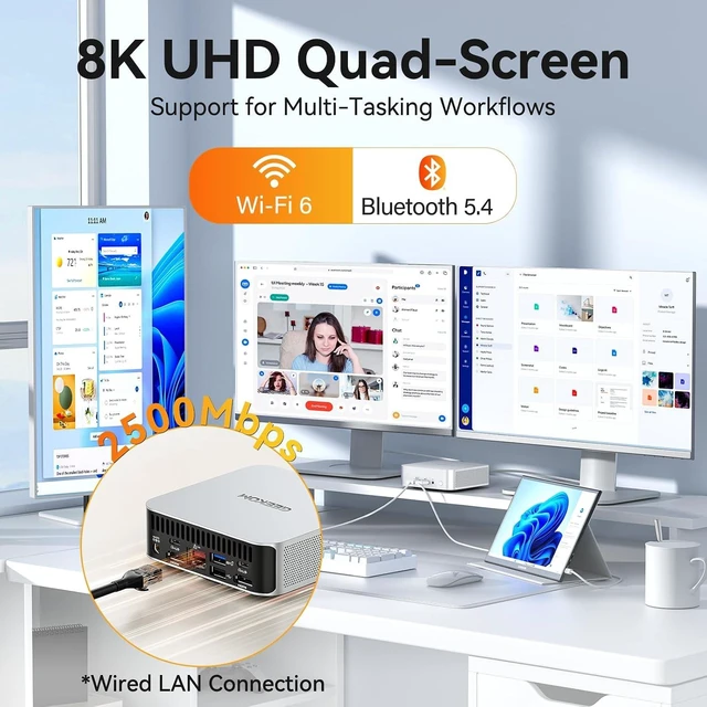 Alt view image 4 of 7 - GEEKOM A5 Pro Premium Small PC,AMD Ryzen5 7530U|16GB RAM(96GB Max)+1TB SSD