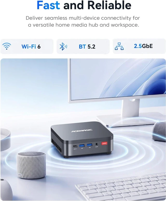 Alt view image 5 of 7 - ACEMAGIC K5 Mini PC, Ryzen 5 PRO 7640HS (6C/12T), 16GB RAM, 512GB SSD