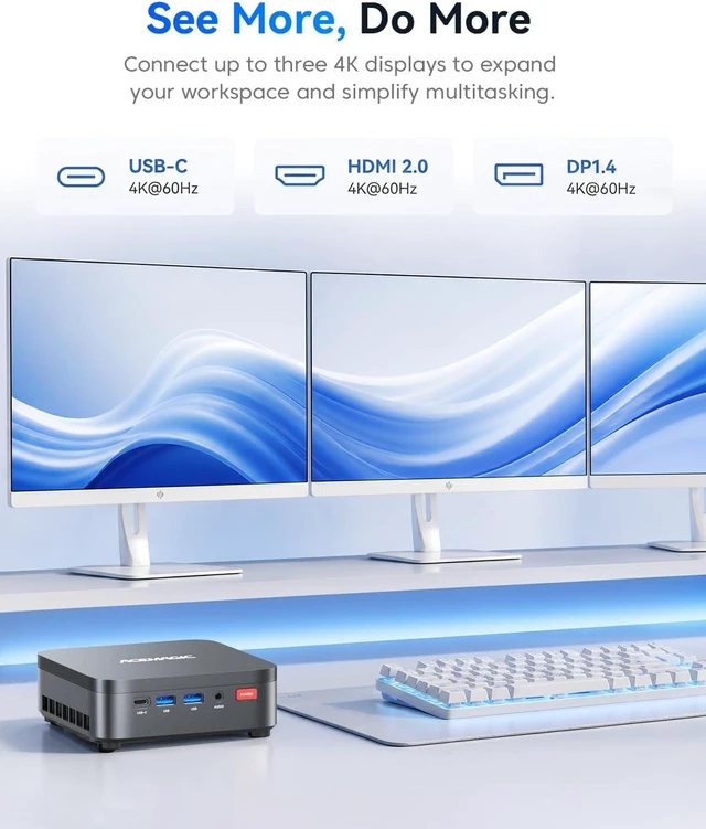 Alt view image 6 of 7 - ACEMAGIC K5 Mini PC, Ryzen 5 PRO 7640HS (6C/12T), 16GB RAM, 512GB SSD