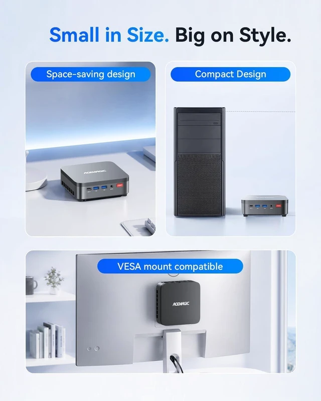 Alt view image 7 of 7 - ACEMAGIC K5 Mini PC, Ryzen 5 PRO 7640HS (6C/12T), 16GB RAM, 512GB SSD