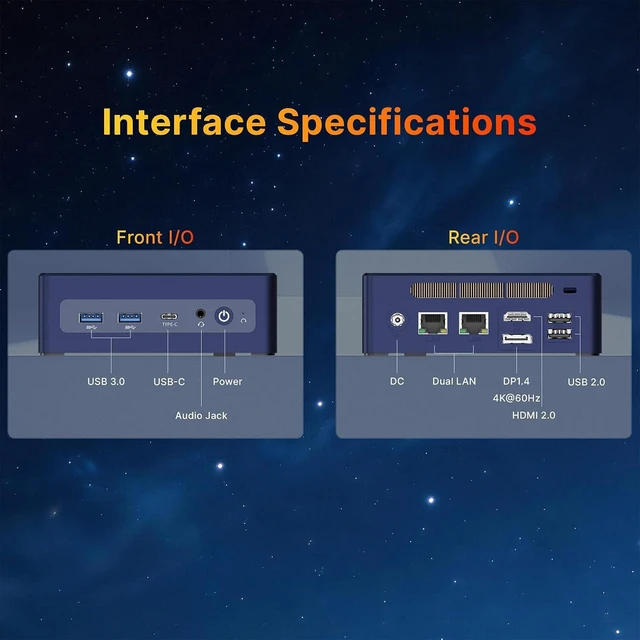 Alt view image 6 of 7 - wo-we AI Mini PC, Intel Core 3 304 Wildcat Lake, 8GB LPDDR5, 24 TOPS AI