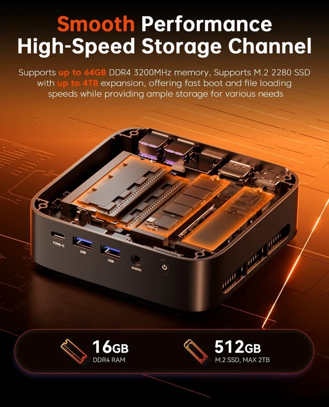 Alt view image 5 of 7 - ACEMAGIC K1 Mini PC Win 11 Pro, AMD Ryzen 5 7430U, 16GB DDR4, 512GB SSD