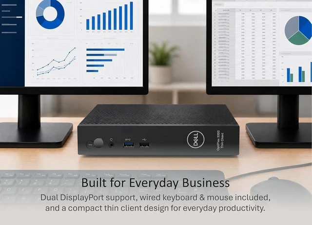 Alt view image 3 of 6 - Dell OptiPlex 3000 Business Mini PC, Intel Pentium N6005 Quad-Core CPU, 12GB RAM, 256GB PCIe SSD, Ultra-Compact Desktop for Everyday Use, Dual 4K Display Support, Wired KB&Mouse, Windows 11 Pro