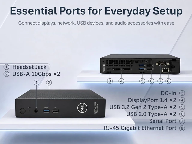 Alt view image 5 of 6 - Dell OptiPlex 3000 Business Mini PC, Intel Pentium N6005 Quad-Core CPU, 12GB RAM, 256GB PCIe SSD, Ultra-Compact Desktop for Everyday Use, Dual 4K Display Support, Wired KB&Mouse, Windows 11 Pro
