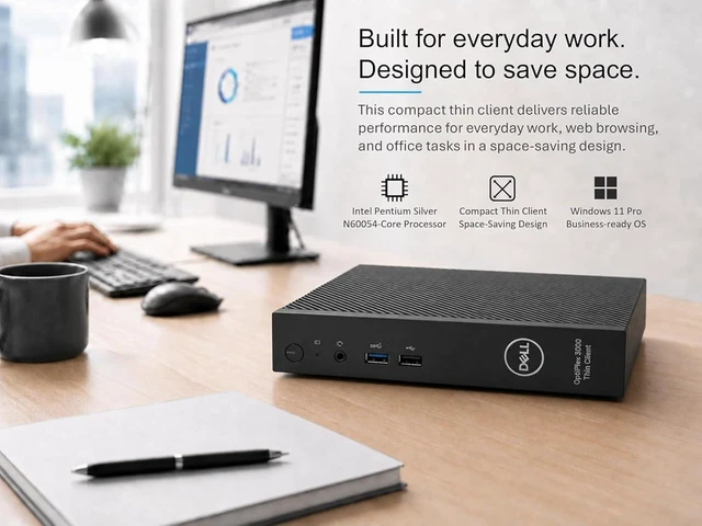 Alt view image 4 of 6 - Dell OptiPlex 3000 Business Mini PC, Intel Pentium N6005 Quad-Core CPU, 12GB RAM, 256GB PCIe SSD, Ultra-Compact Desktop for Everyday Use, Dual 4K Display Support, Wired KB&Mouse, Windows 11 Pro