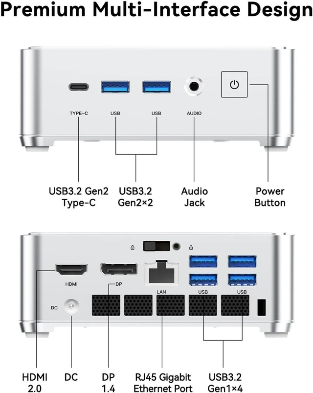 Alt view image 6 of 7 - KAMRUI P2 AI Mini PC, Core 5 320 Mini Computers(36 Tops AI Computing)