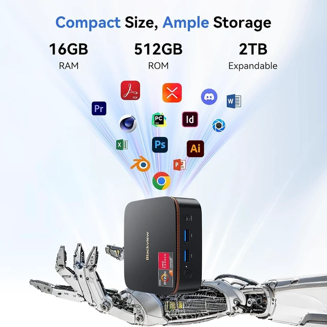 Alt view image 4 of 7 - Blackview MP20 Mini PC AMD Ryzen, 16GB RAM 512GB(up to 2TB) SSD Computer