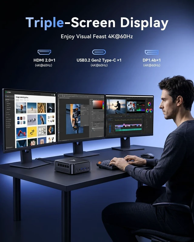 Alt view image 5 of 6 - KAMRUI Mini PC Ryzen 7 7730U 16GB RAM 512GB SSD (8C/16T, 4.5GHz)