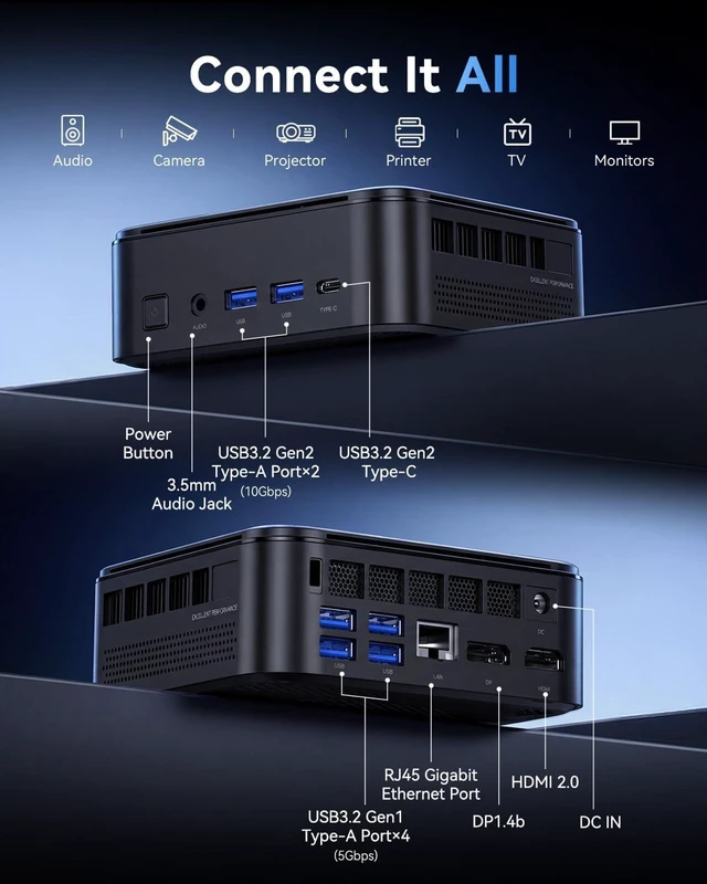 Alt view image 6 of 6 - KAMRUI Mini PC Ryzen 7 7730U 16GB RAM 512GB SSD (8C/16T, 4.5GHz)