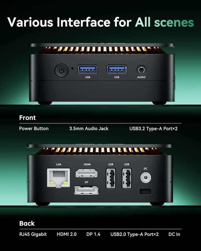 Alt view image 4 of 7 - KAMRUI Mini PC, AMD 3150U, 8GB RAM, 256GB SSD